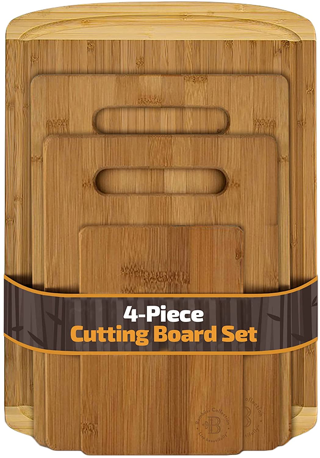 Bambusi Organic Bamboo Cutting Board Set - 4 Piece
