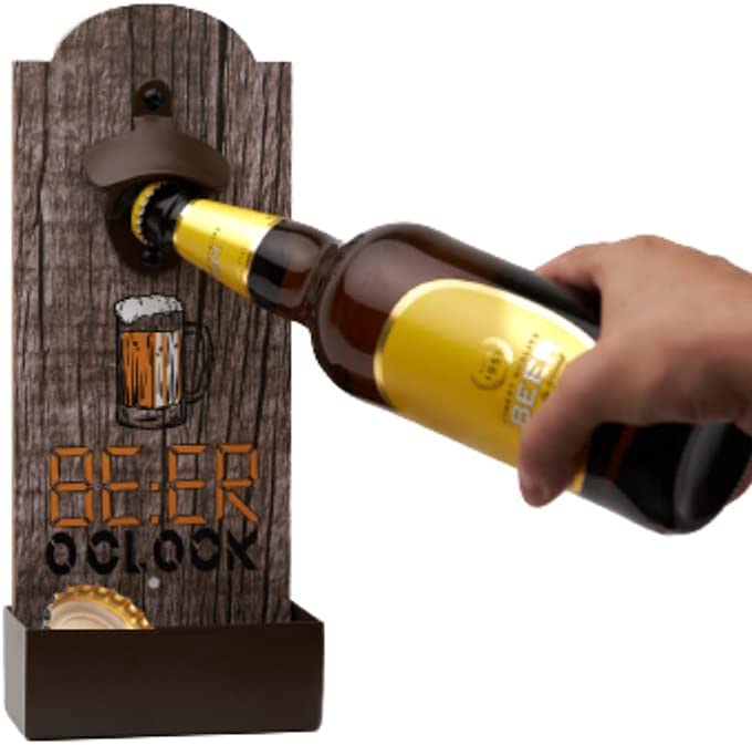 Neewsee Wall Mounted Bottle Opener With Cap Catcher